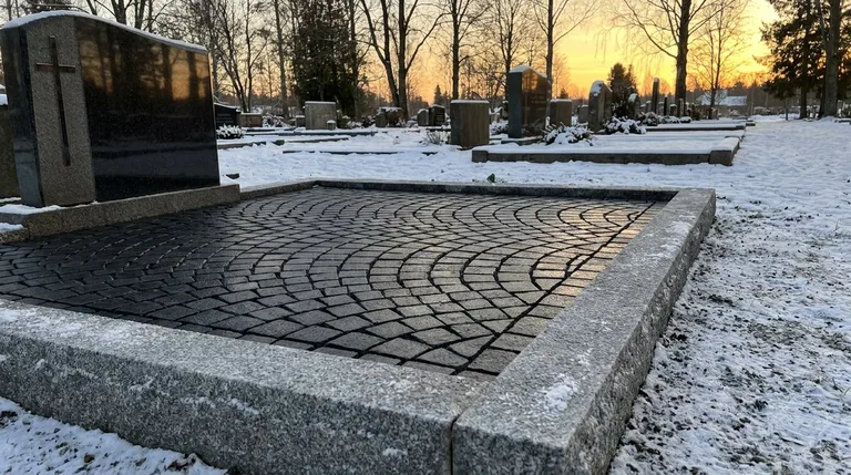 Гранитная брусчатка на могильном участке, образец ПМ005 в Новосибирске