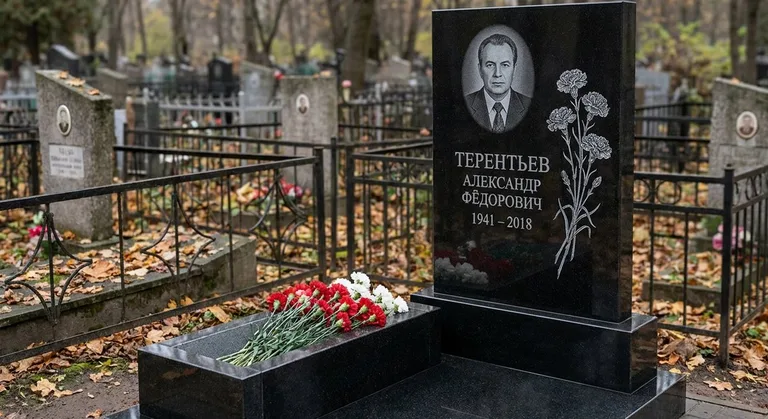 Памятник с гравировкой гвоздик — выполненная работа «Терентьев» в Новосибирске
