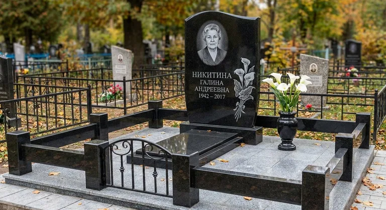 Памятник с гравировкой калл — выполненная работа «Никитина» в Новосибирске