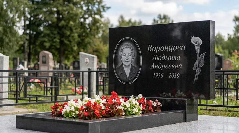 Памятник с гравировкой калл — выполненная работа «Воронцова» в Новосибирске
