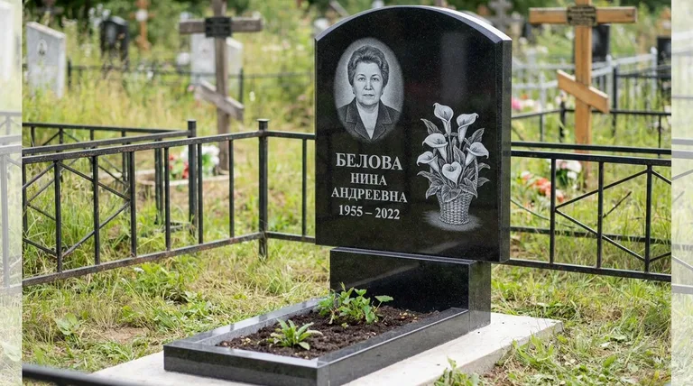 Памятник с гравировкой калл — выполненная работа «Белова» в Новосибирске