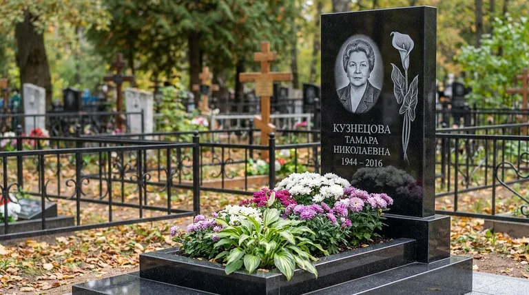 Памятник с гравировкой калл — выполненная работа «Кузнецова» в Новосибирске