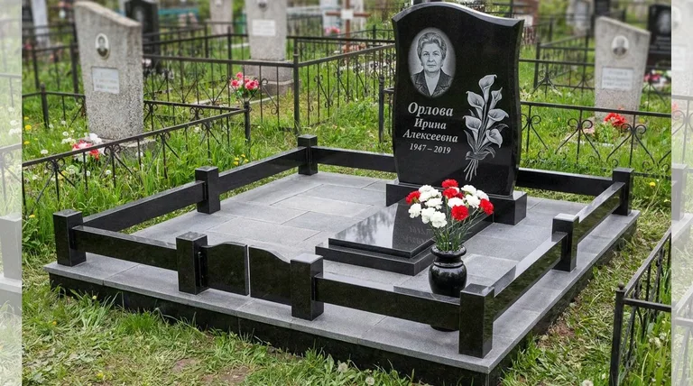 Памятник с гравировкой калл — выполненная работа «Орлова» в Новосибирске