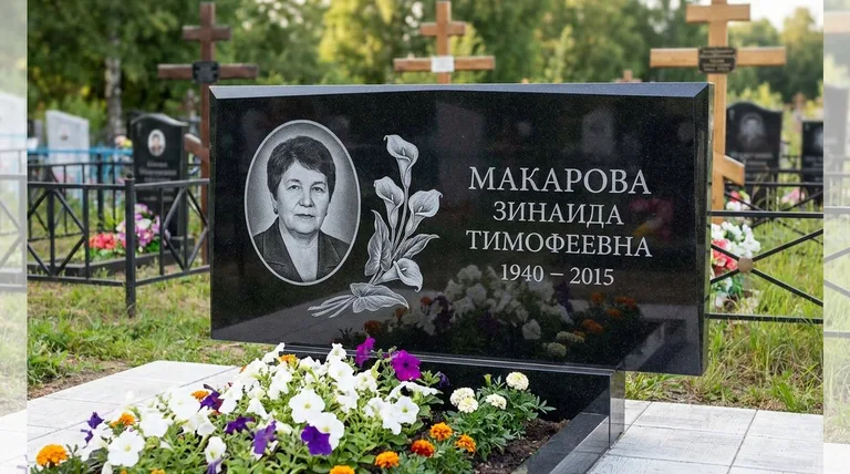 Памятник с гравировкой калл — выполненная работа «Макарова» в Новосибирске