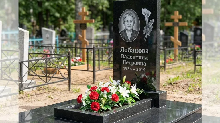 Памятник с гравировкой калл — выполненная работа «Лобанова» в Новосибирске
