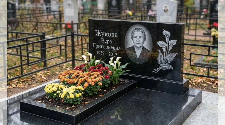 Памятник с гравировкой калл — выполненная работа «Жукова» в Новосибирске