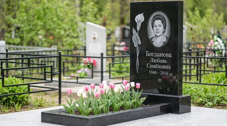 Памятник с гравировкой калл — выполненная работа «Богданова» в Новосибирске