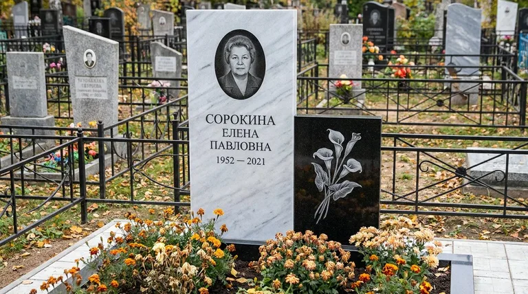 Памятник с гравировкой калл — выполненная работа «Сорокина» в Новосибирске