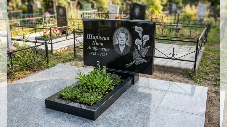 Памятник с гравировкой калл — выполненная работа «Ширяева» в Новосибирске