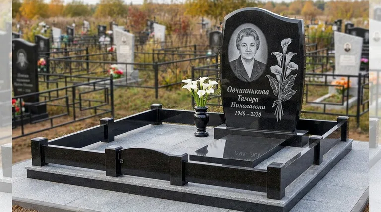 Памятник с гравировкой калл — выполненная работа «Овчинникова» в Новосибирске