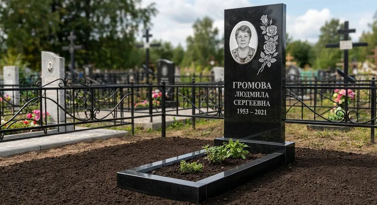 Памятник с гравировкой роз — выполненная работа «Громова» в Новосибирске