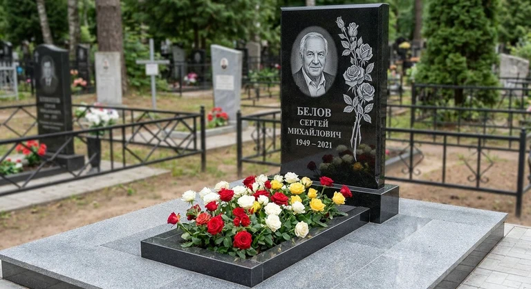 Гравировка цветов на памятник в Новосибирске — розы на граните
