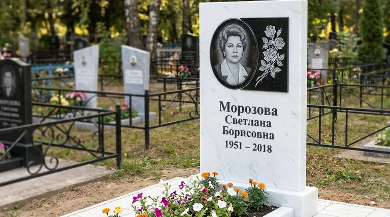 Памятник с гравировкой роз — выполненная работа «Морозова» в Новосибирске