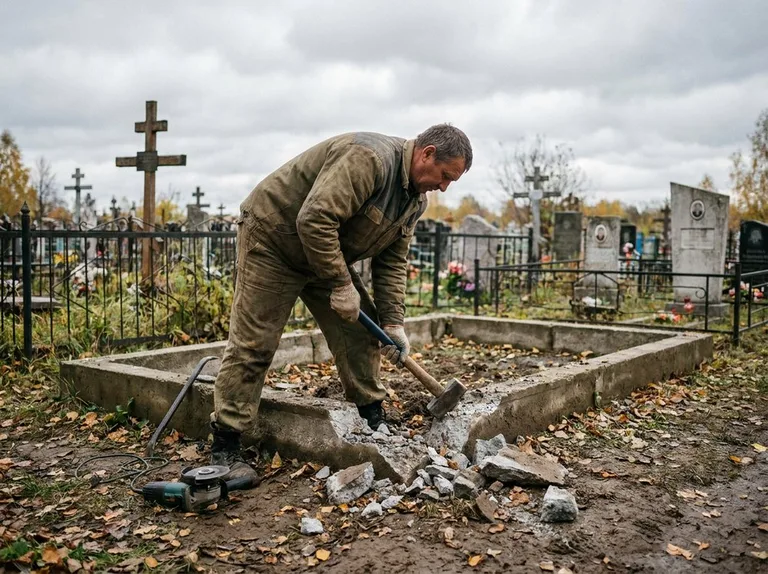 Демонтаж цветника на могиле в Новосибирске