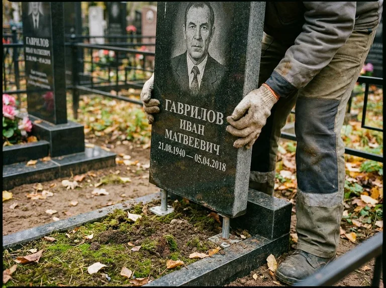 Демонтаж гранитного памятника (стелы) с могилы в Новосибирске