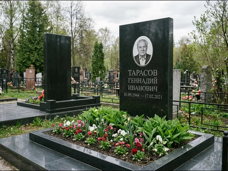 Керамический портрет на габбро-диабазе в Новосибирске
