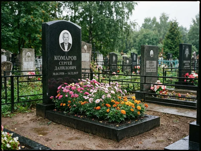 Портрет на керамике — семейный памятник в Новосибирске