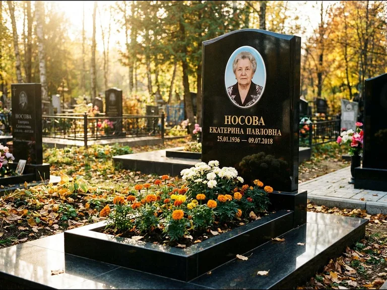 Керамический портрет мужчины на чёрном граните в Новосибирске