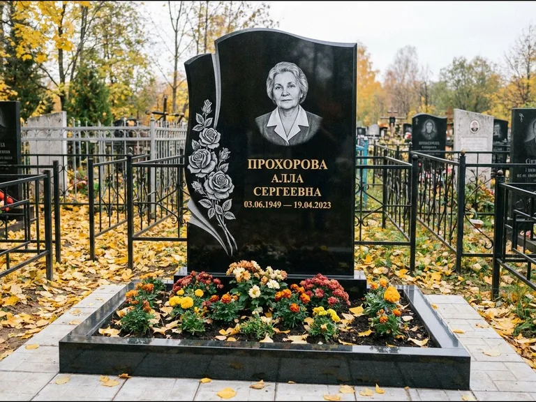 Гравировка портрета на чёрном граните — выполненная работа 20 в Новосибирске