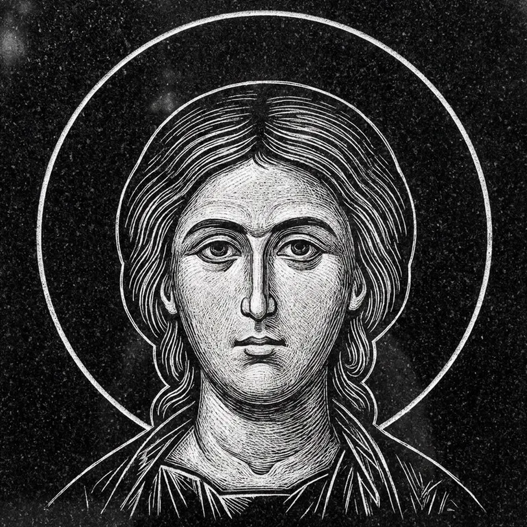Эскиз иконы: Именная икона — святой покровитель по имени, гравировка на памятник в Новосибирске
