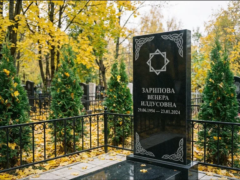 Мусульманский памятник — руб аль-хизб с восточной плетёнкой, работа «Зарипова» в Новосибирске