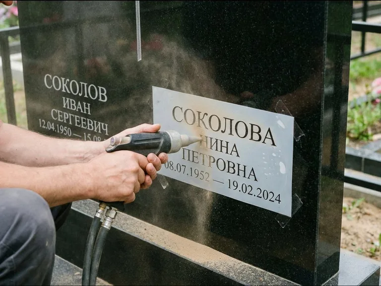 Догравировка ФИО и дат — гравировка с выездом на кладбище в Новосибирске