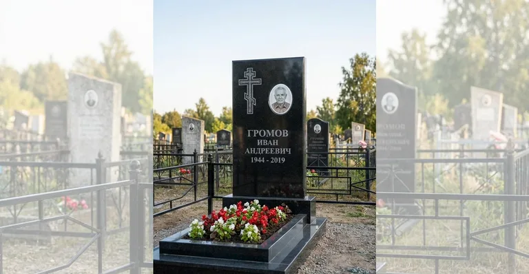 Памятник с оградой, Примеры гранитных и мраморных памятников работы мастерской «Мастер Каменев»