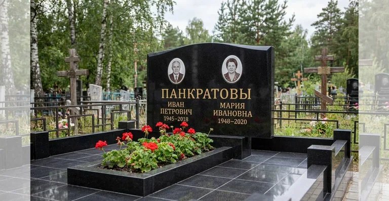 Семейный (двойной) памятник, Примеры гранитных и мраморных памятников работы мастерской «Мастер Каменев»
