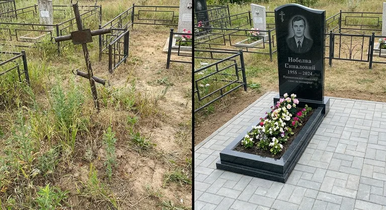Памятник под ключ: запущенная могила до и ухоженный мемориал после в Новосибирске