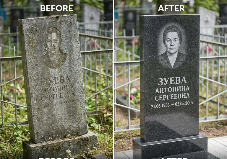 Восстановление сколов кромки гранита: до и после в Новосибирске