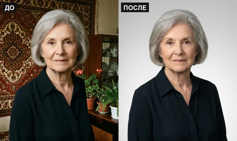 Ретушь фото на памятник — замена фона: до и после в Новосибирске