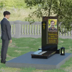 Памятник комбинированный вертикальный с крестом - П005