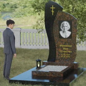 Вертикальный комбинированный памятник православный - П028