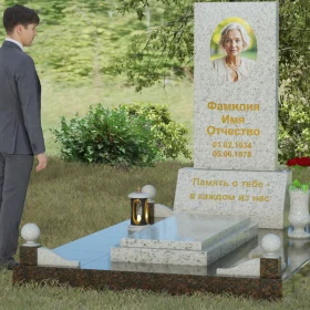 Комбинированный вертикальный памятник без креста для одного - П069