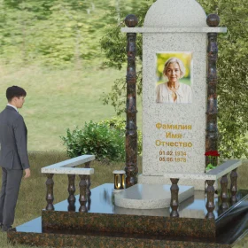 Комбинированный вертикальный памятник светский для одного - П072