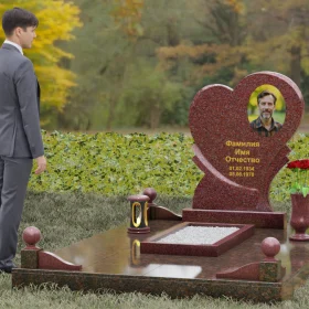 Комбинированный вертикальный памятник на одного - П107