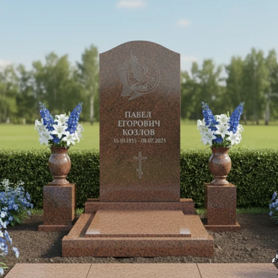 Памятник с парящим голубем и аркой, гранит Дымовский