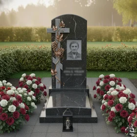 Православный вертикальный гранитный памятник - ПН086