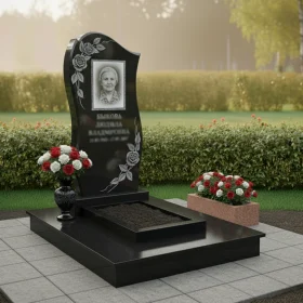 Мемориальный комплекс из гранита светский вертикальный - ПН124