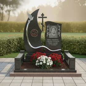 Мемориальный комплекс с крестом гранитный православный - ПН129