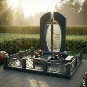Комбинированный памятник с крестом для мемориала - ПН156