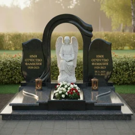 Элитный гранитный или мраморный памятник для двоих - ПН161