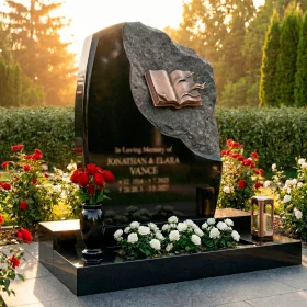 Элитный комбинированный светский памятник для двоих - ПН195