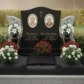 Элитный православный гранитный памятник с крестом вертикальный - ПН199