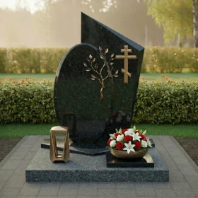 Православный гранитный памятник с крестом для мемориального комплекса - ПН243