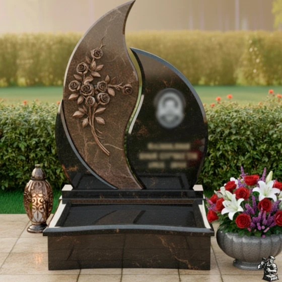 Комбинированный памятник из мрамора и гранита, гранит Дымовский