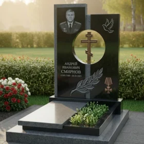 Элитный гранитный православный памятник вертикальный - ПН329