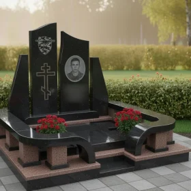 Гранитный памятник с православным крестом - ПН397