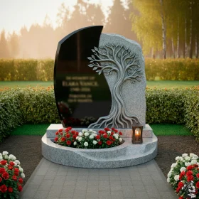 Гранитный вертикальный памятник на одного - ПН614