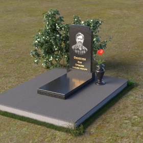 Вертикальный светский памятник из гранита Балтик грин - ПВ074